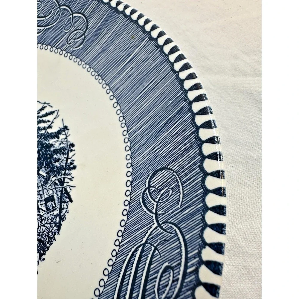 Vintage Royal China Currier and Ives Blue Oval Platter 13